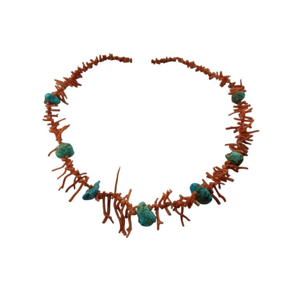 Necklace Branch Coral and Turquoise Vintage Coastal Design Jewelry Gift